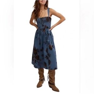 Free People Laters Baby Midi Dress in Storm Combo